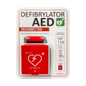 Zestaw Defibrylator AED Reanibex 100 + tablica ścienna