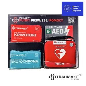 TRAUMA KIT Apteczka Modułowa AK+AED z Defibrylatorem Philips HS1 w torbie Standard - Punkt Pierwszej Pomocy - tablica ciemna